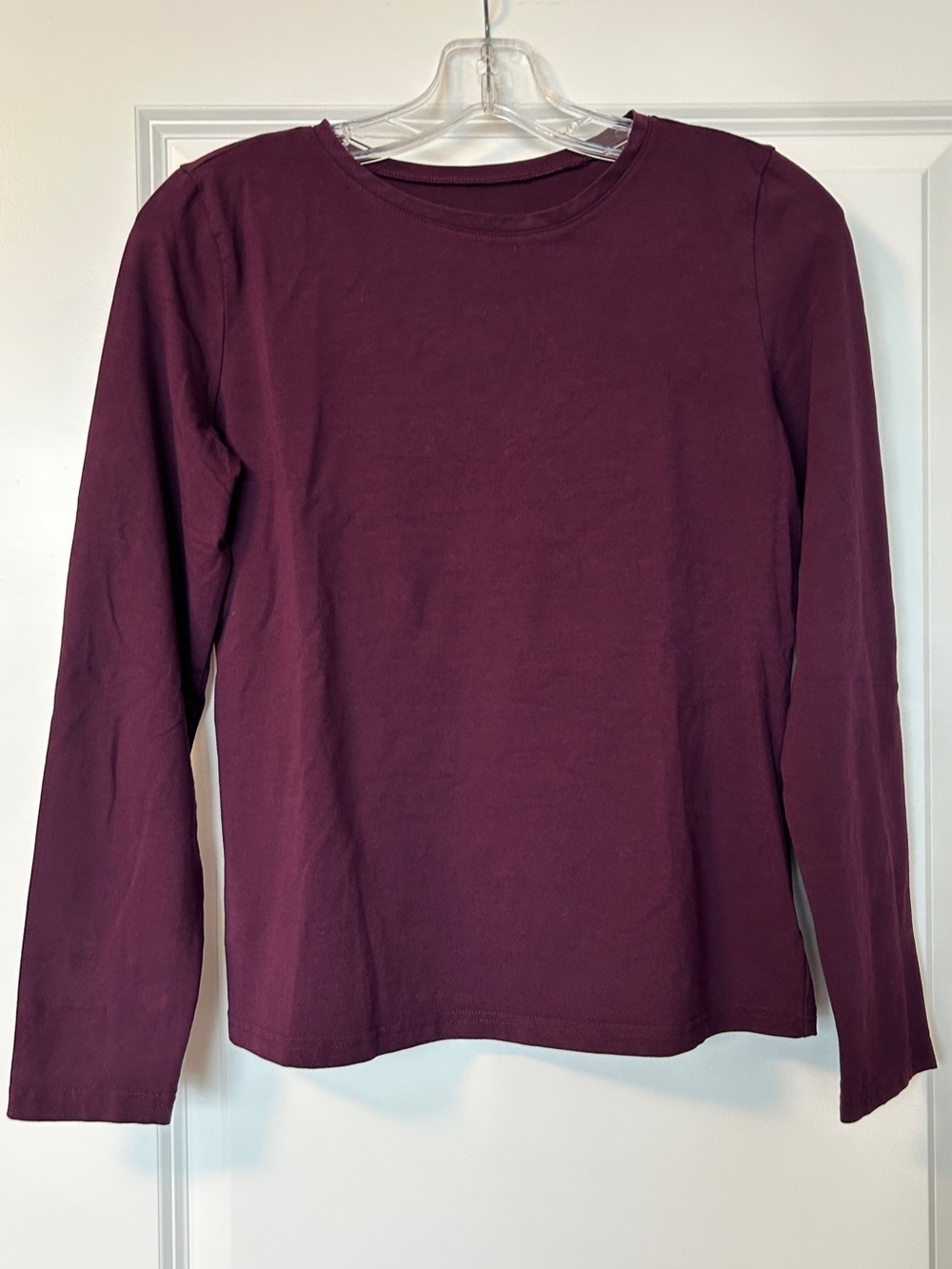 Pact Luxe Stretch Jersey Slim Long Sleeve Tee Organic Cotton Berry Jam Small